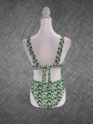 Green Floral Underwire Two Piece Bikini Set High Waisted Swimwear thumbnail 7