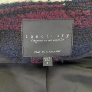 Sanctuary Women's Plaid‎ Sleeveless Vest Jacket Size Small Tweed thumbnail 3