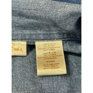 VTG 90s Bobbie Brooks Embroidered Floral Mixed Denim Shirt Button Up L Boho thumbnail 6