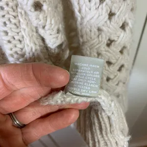 Joan Vass Studio Cream Wool Alpaca Basketweave Knit Open Cardigan‎ Large READ thumbnail 4