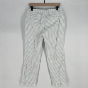 Gap Slim City Cropped‎ Pants Womens 8 White Blue Striped Cotton Tapered Leg thumbnail 7