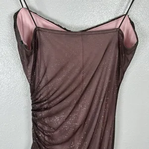 Vtg City Triangles Maxi Prom Dress XS/Small? Formal Gown Brown Sparkly Fairy Y2K thumbnail 7
