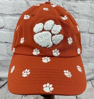 Clemson University Tiger Paw Baseball Cap Orange Adjustable Strapback Hat thumbnail 1