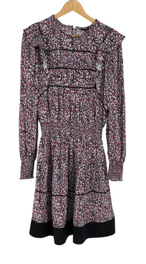 Rails Faren Floral Long Sleeve Smocked Waist‎ Mini Dress Sz S Work thumbnail 1