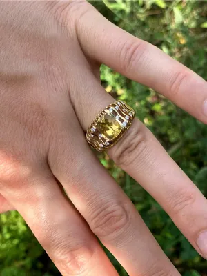 Golden Apatite Moissanite Ring Size 7 Gold thumbnail 3