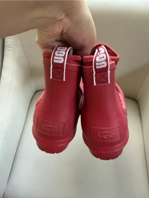 UGG Chevonne Ribbon Red Chelsea Rain Boots Waterproof Colorful Logo Women’s 7 thumbnail 4