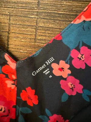 Garnet Hill Floral Maxi Dress Womens 16‎ Black Sleeveless V-Neck Jersey NWOT thumbnail 5