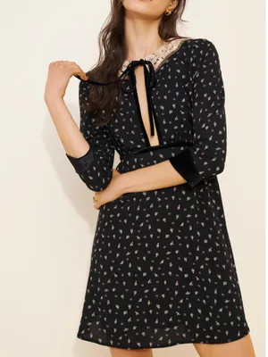 Free People Delfina Mini Dress Coquette Retro CottageCore Whimsical Romantic M thumbnail 3