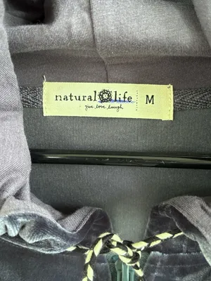 NATURAL LIFE Crushed Velvet Zip Front Hoodie Navy Size Medium thumbnail 4