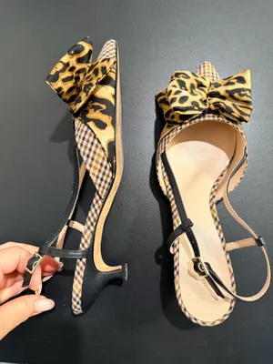 Kate Spade Daxton kitten heel houndstooth leopard pumps, slingback pointy toe 7 thumbnail 9