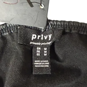 Privy Black Faux Leather Corset Bustier Top PT40387N Medium NWT thumbnail 4