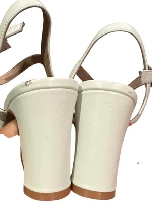Jo Mercer Alton White Raffia Leather Buckle Block Heel Pointed Toe 37 thumbnail 5
