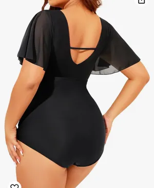 Yonique Plus Size Swimsuits for Women One Piece Tummy Control Bathing Suits Ruffle Swimwear thumbnail 5