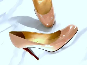 Christian Louboutin Simple Pump 100 Nude Patent Leather Red Sole Heels EU 40 thumbnail 1