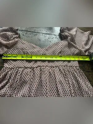 Abercrombie & Fitch Brown Geometric Print Long Sleeve Babydoll Mini Dress Size M thumbnail 9
