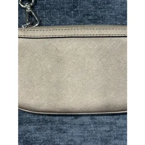 Calvin Klein Saffiano‎ Wristlet Gold Vegan Leather Zip Wallet Pouch Mini Bag thumbnail 4