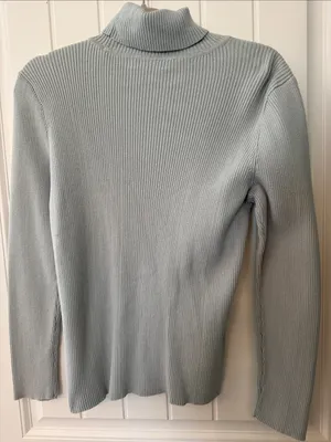 Ralph Lauren Light Blue Ribbed Turtleneck Sweater thumbnail 2