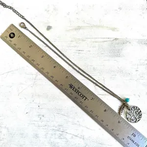 Silver tone tree charm pendant necklace thumbnail 5