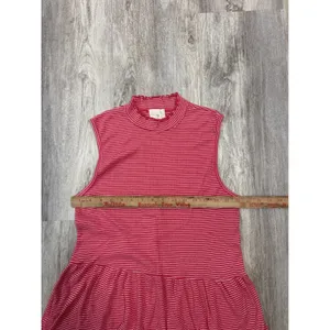 t.la Anthropologie Red White‎ Striped Mock Neck Peplum Top Sleeveless Large thumbnail 7