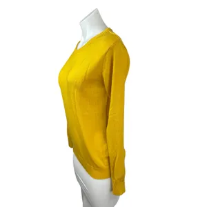 Park Avenue Women's Yellow Cashmere-Like Long Sleeve Knit Sweater Top Size 12 thumbnail 2