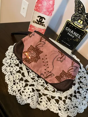 Mauve Pink and Brown Bedazzled Clutch thumbnail 1