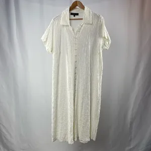 Eloquii Short‎ Sleeve Button Front Dress in White Size 24 thumbnail 2