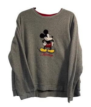 Disney Mickey Mouse Fleece Sweatshirt Gray XL Vintage Oversized‎ Casual thumbnail 1