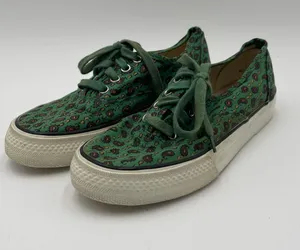 Esprit Vtg 90s Canvas Low Top Sneakers Green w/paisley AOP Print Women’s Sz 6 thumbnail 1