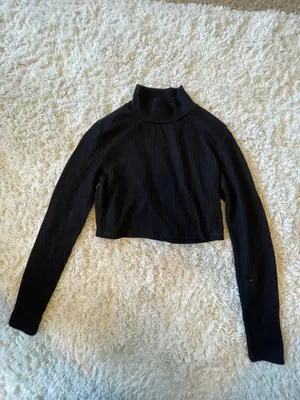 Forever 21 Ribbed Black High Neck Crop Top thumbnail 1