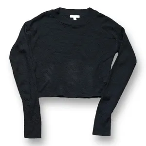 Nordstrom Abound Black Open Weave Neutral Pullover‎ Knit Cropped Sweater Minimal thumbnail 2