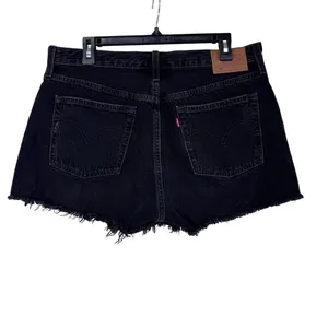 Levi’s Black High Rise Distressed 5 pockets raw hem Denim Shorts W31 thumbnail 4