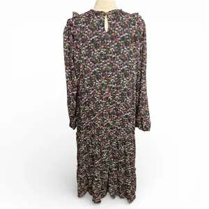 DRAPER JAMES RSVP Dark Green Chiffon‎ Floral Smocked Long-Sleeve Midi Dress, XXL thumbnail 7
