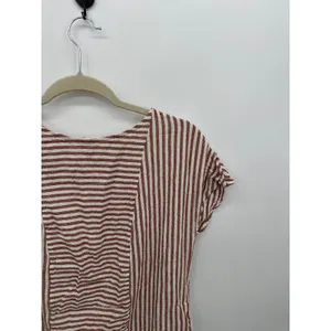 Madewell Womens Red White Striped Button Back Mini‎ Dress M Linen Blend BT26 thumbnail 5