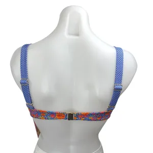 NEW Strawberry Milk Mob Disco Love Blue Coral Gingham Floral Bikini Top Size S thumbnail 3