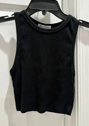 Zara Black Ribbed Tank thumbnail 1