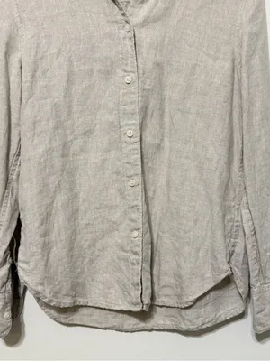 J. CREW Baird McNutt Irish Linen Button Shirt Khaki Coastal Beige Preppy Size 4 thumbnail 6