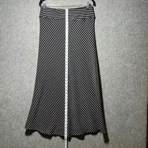 Aventura Womens‎ Black White Striped Maxi Skirt 100% Cotton Chevron Size Medium thumbnail 3