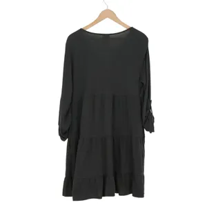Knox Rose Womens Charcoal Gray Tiered Babydoll V-Neck Dress Medium thumbnail 4