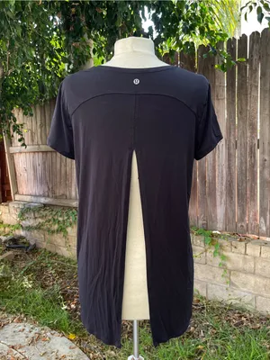 Lululemon Modal Open Up Tied Back T-shirt Black activewear yoga Pilates gym 8 thumbnail 3