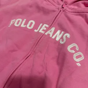 Vintage Polo Jeans Co Ralph Lauren Pink Zip Up Spellout Hoodie Size S thumbnail 2