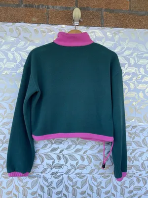 Lucy & Yak Blair Fleece Pullover Green Pink S Gorpcore Retro 90s Quarter Zip thumbnail 9