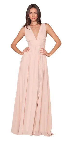 Lulus Heavenly Hues Blush Pink Chiffon Pleated Maxi Dress size X-Large NWT thumbnail 1