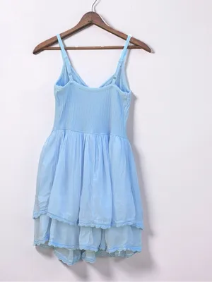 Aerie At the Barre Light Blue Tiered Mini Dress Size Medium thumbnail 16