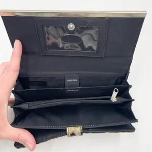 Women's Leopard Print Faux Patent Leather Organizational Foldover Wallet Clutch thumbnail 4