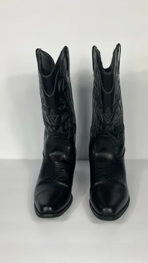 Faux Leather Cowboy Boots Embroidery Detail Women’s Size 7.5 thumbnail 2