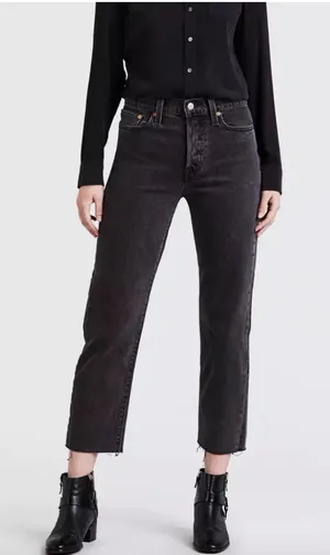 LEVIS Wedgie Straight Cropped Denim Jean Faded Black Sz‎ 27 thumbnail 1