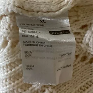 Elodie Women's Knit Ivory Crew Neck Long Sleeves Pullover Sweater Top Size XL thumbnail 4