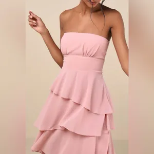 Lulus Gorgeous Essence Blush Strapless Tiered Maxi Dress thumbnail 3