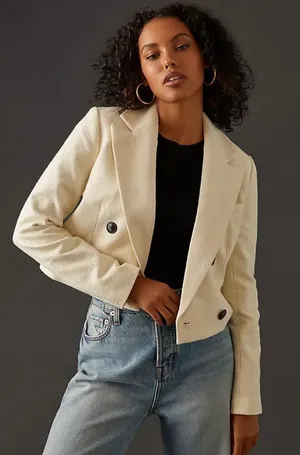 Maeve Cropped Double Breasted Blazer large workwear glamorous power holiday‎ thumbnail 1