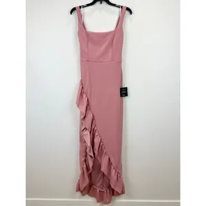 Lulus Immaculate Excellence Pink Sleeveless Ruffled Tulip Maxi Dress Medium NWT thumbnail 5